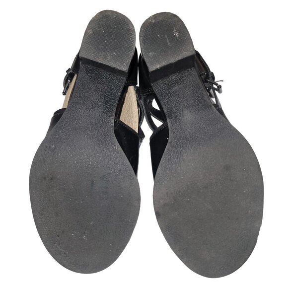 REPORT SIGNATURE Josie Open toe Ankle Booties Heels Chunkie Sz 8.5 Black Strap - Picture 5 of 15